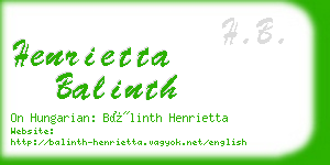 henrietta balinth business card